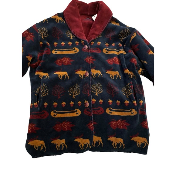NOS Denali Fleece Jacket Cabincore Moose Canoe Outdoor Women's L USA Made NEW - Picture 7 of 14